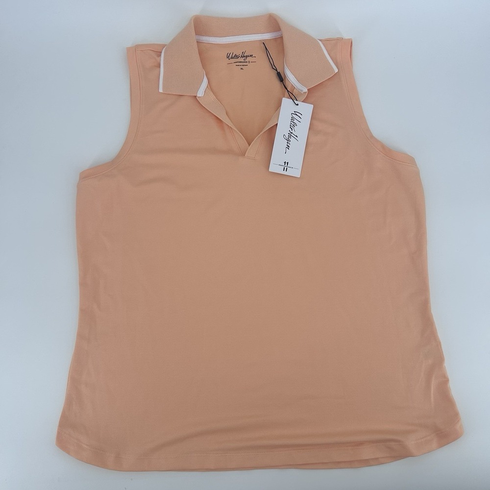 Walter Hagen Women's PT1 Sleeveless Johnny Golf Polo XL Peach Fuzz NWT
